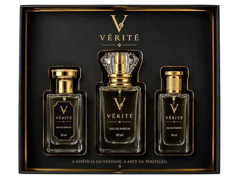 Kit Verité com três frascos: 30 ml, 50 ml e 20 ml